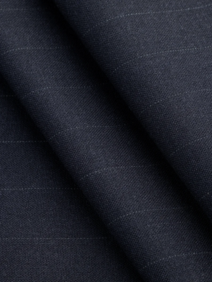 Subtle Pinstripe Italian Wool Suiting Deadstock - Navy + White - Swatch – Image 3