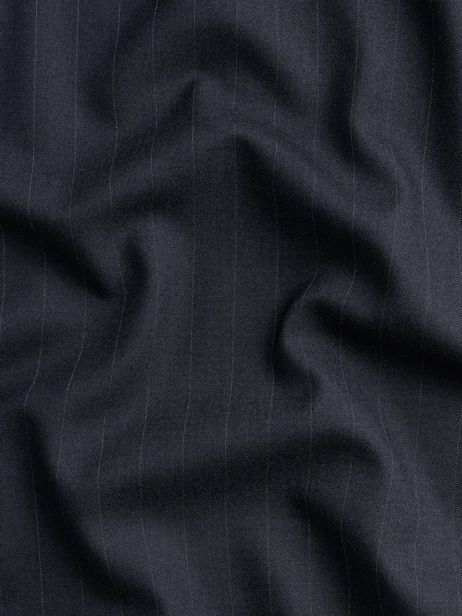 Subtle Pinstripe Italian Wool Suiting Deadstock - Navy + White – Image 3