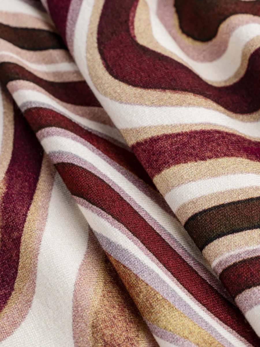 Swirl Scene Print Viscose Knit - Brown + Cream – Image 4