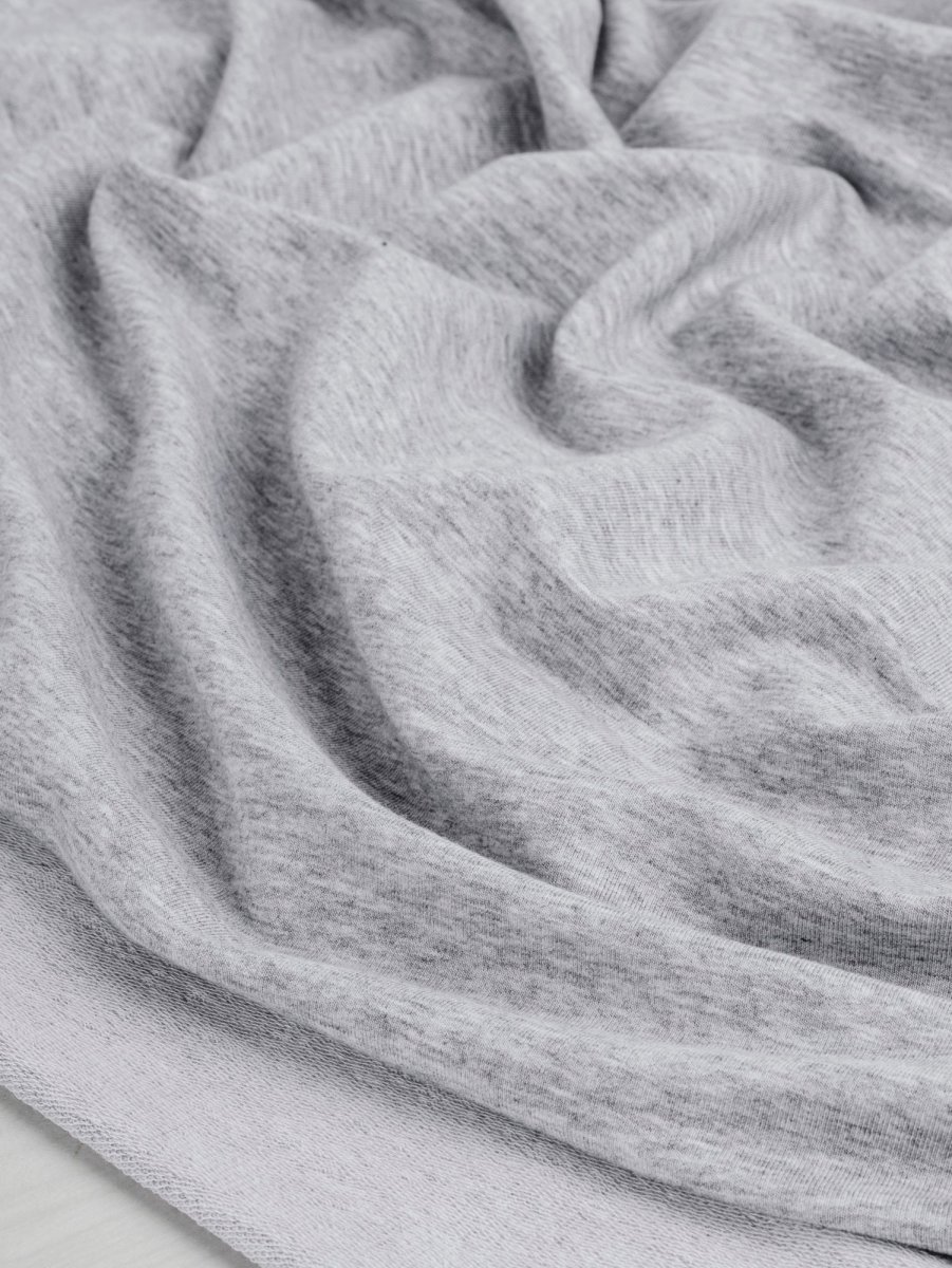 Tencel Lyocell Organic Cotton Stretch French Terry - Heather Grey