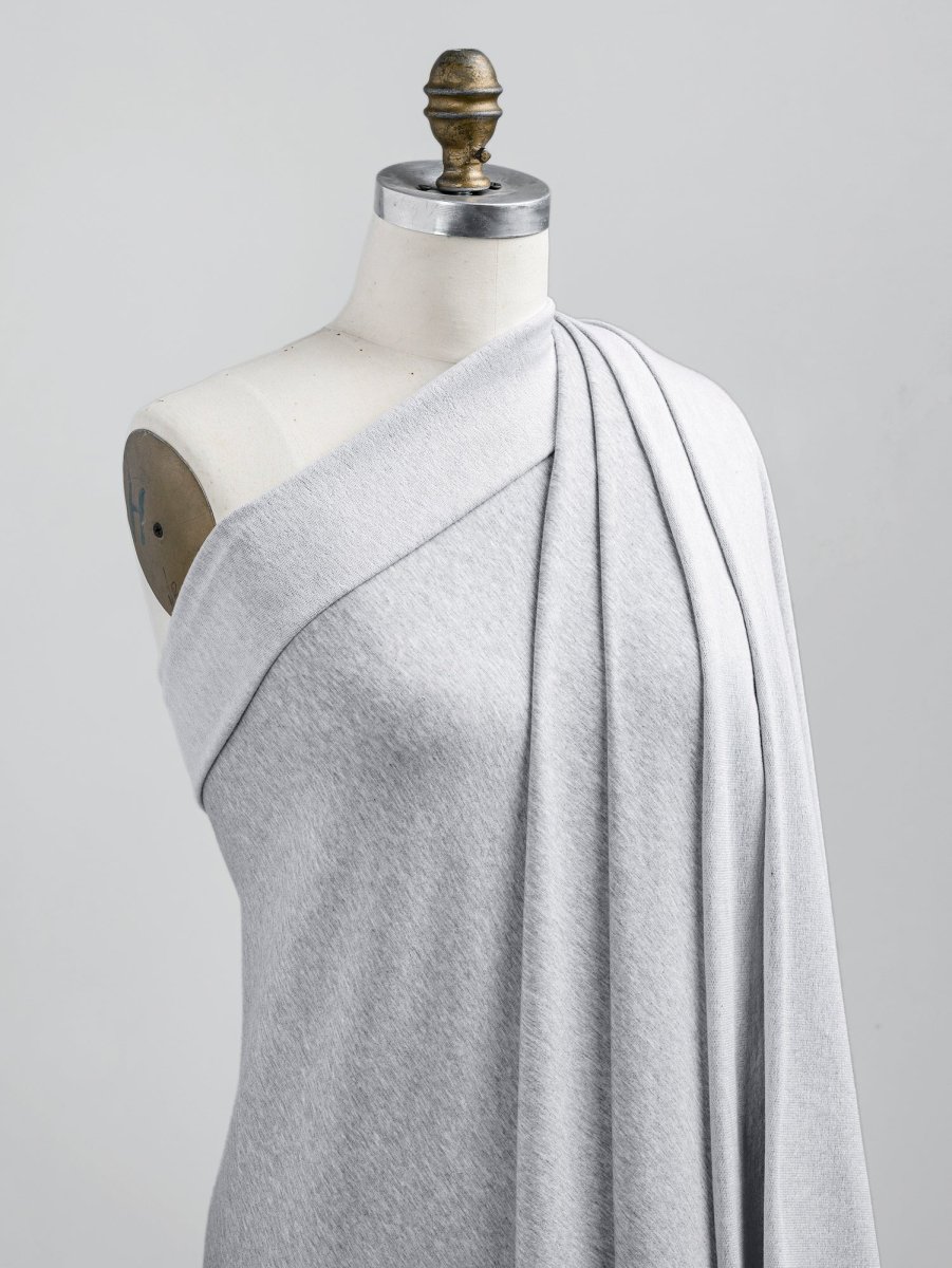 Tencel Lyocell Organic Cotton Stretch French Terry - Heather Grey – Image 3