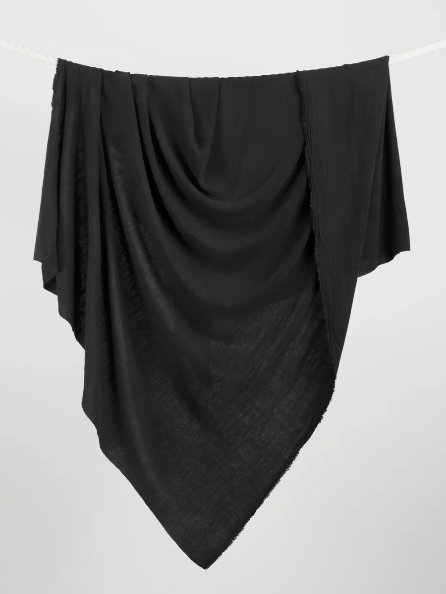 Textured Viscose Linen - Black - Swatch