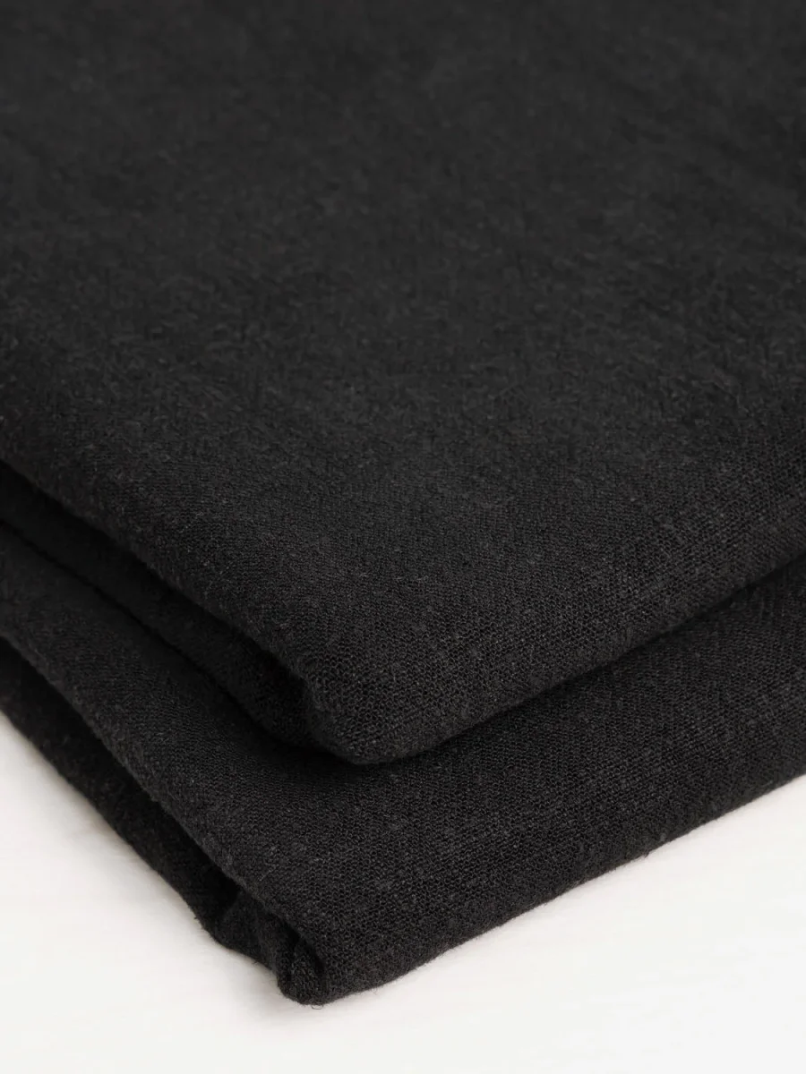 Textured Viscose Linen - Black – Image 3