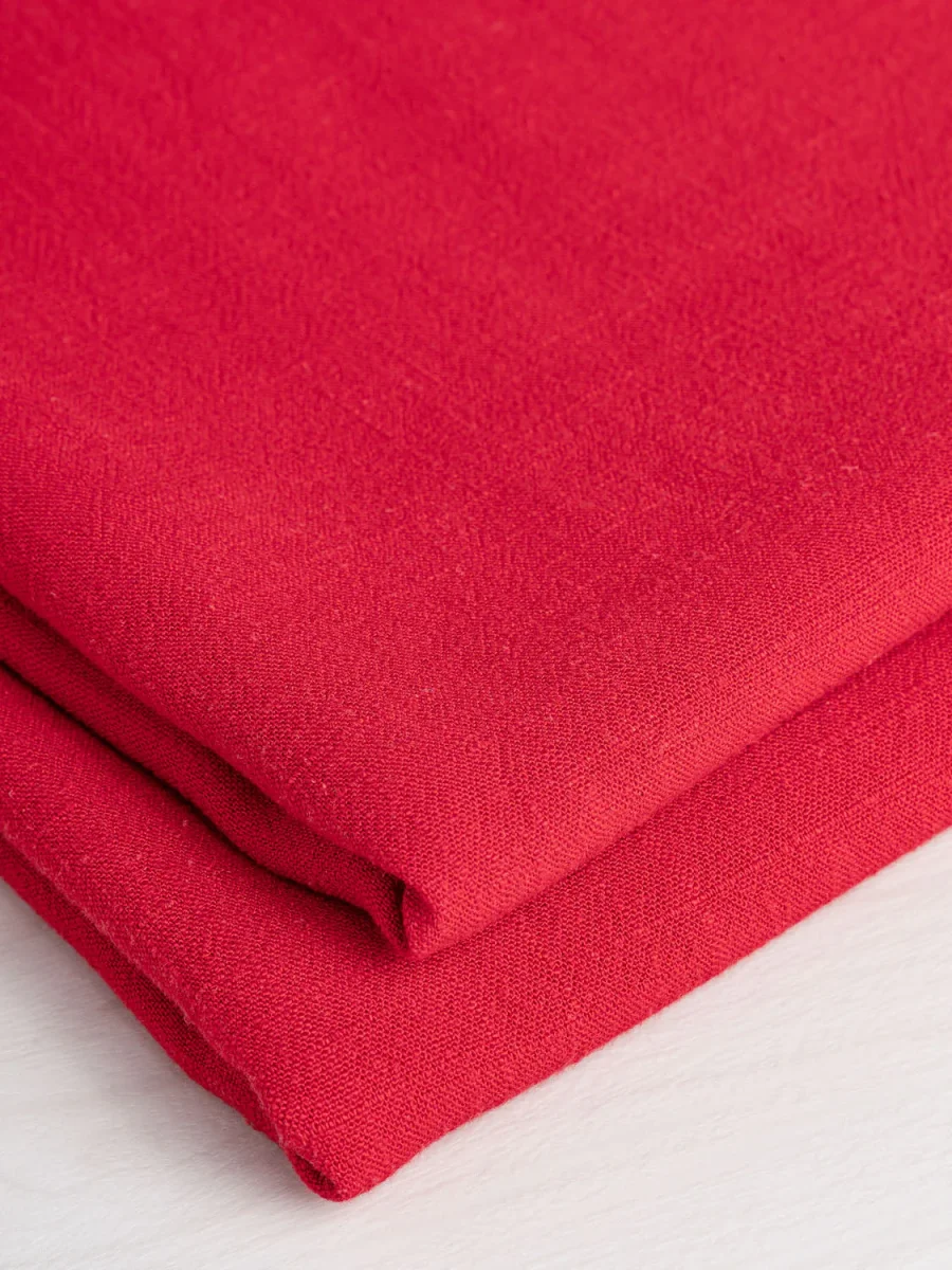 Textured Viscose Linen - Crimson - Swatch – Image 4
