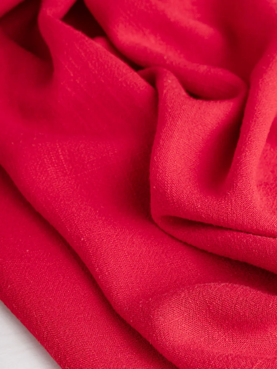 Textured Viscose Linen - Crimson - Swatch – Image 3