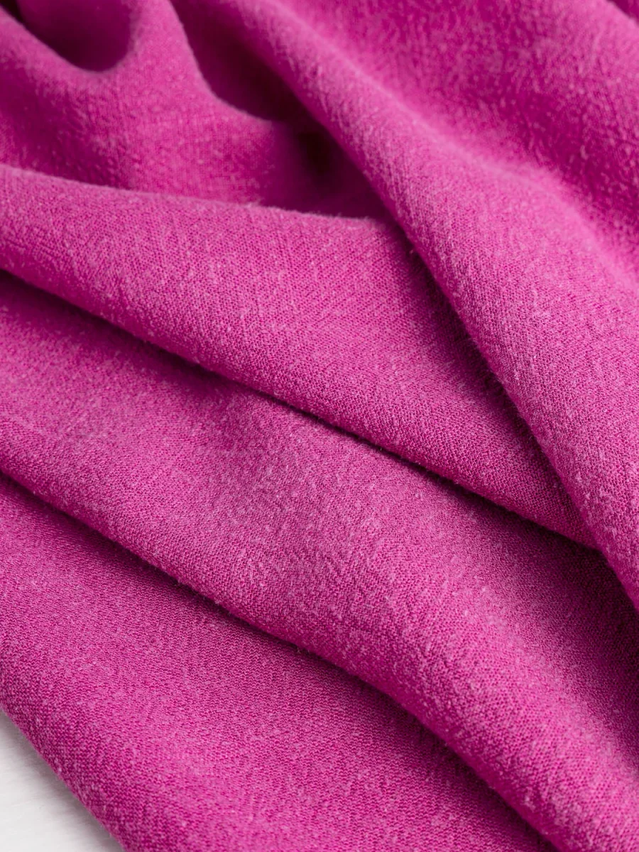 Textured Viscose Linen - Magenta - Swatch – Image 3