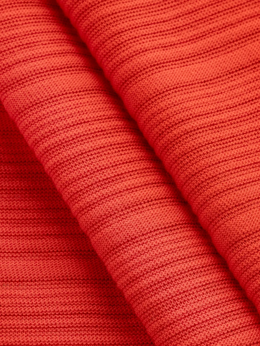 Textured Stripe Cotton Poly Knit Deadstock - Red  - Swatch – Image 4