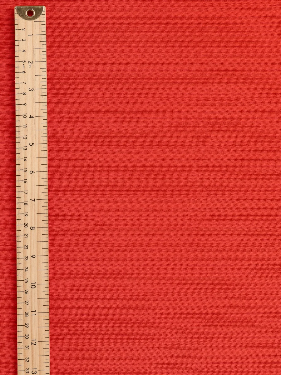 Textured Stripe Cotton Poly Knit Deadstock - Red  - Swatch