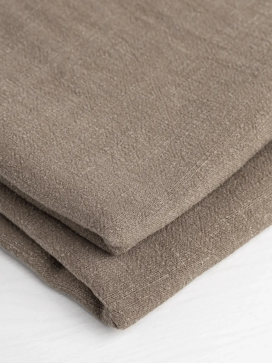 Textured Viscose Linen - Taupe - Swatch – Image 4