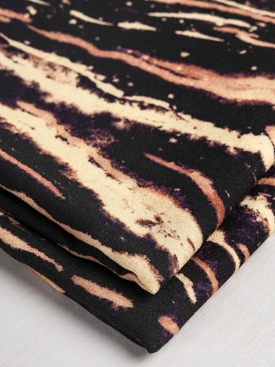 Tiger Print Ecovero Viscose Crepe - Black + Brown – Image 2