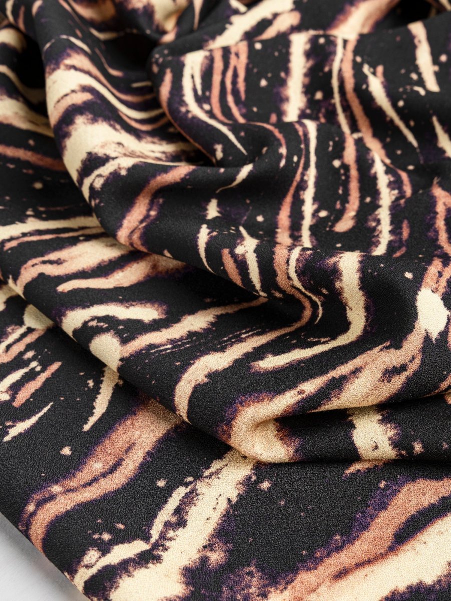Tiger Print Ecovero Viscose Crepe - Black + Brown – Image 4