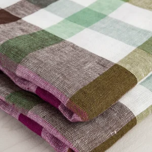 Vineyard Check European Linen - Olive + Sage + Grape + White
