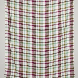 Vineyard Check European Linen - Olive + Sage + Grape + White - Swatch