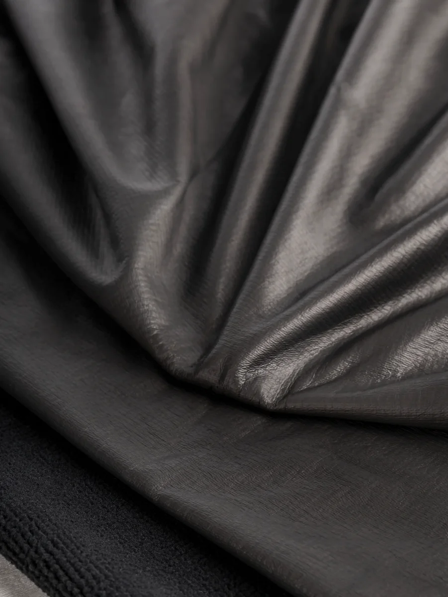 Waterproof Fleece Back Shell Deadstock  - Black - Swatch