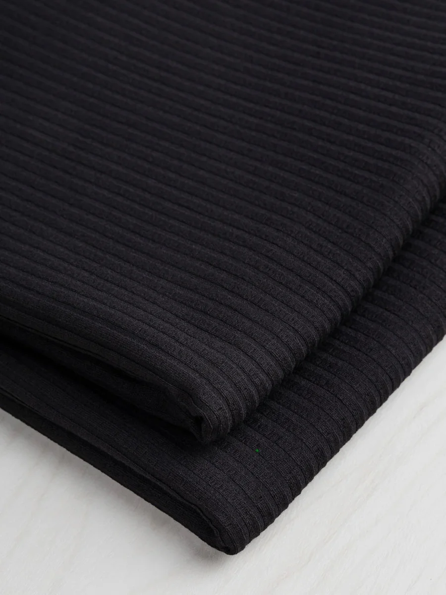 Wide Rib Viscose Knit - Black – Image 3