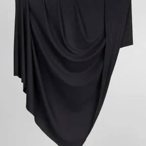 Wide Rib Viscose Knit - Black - Swatch
