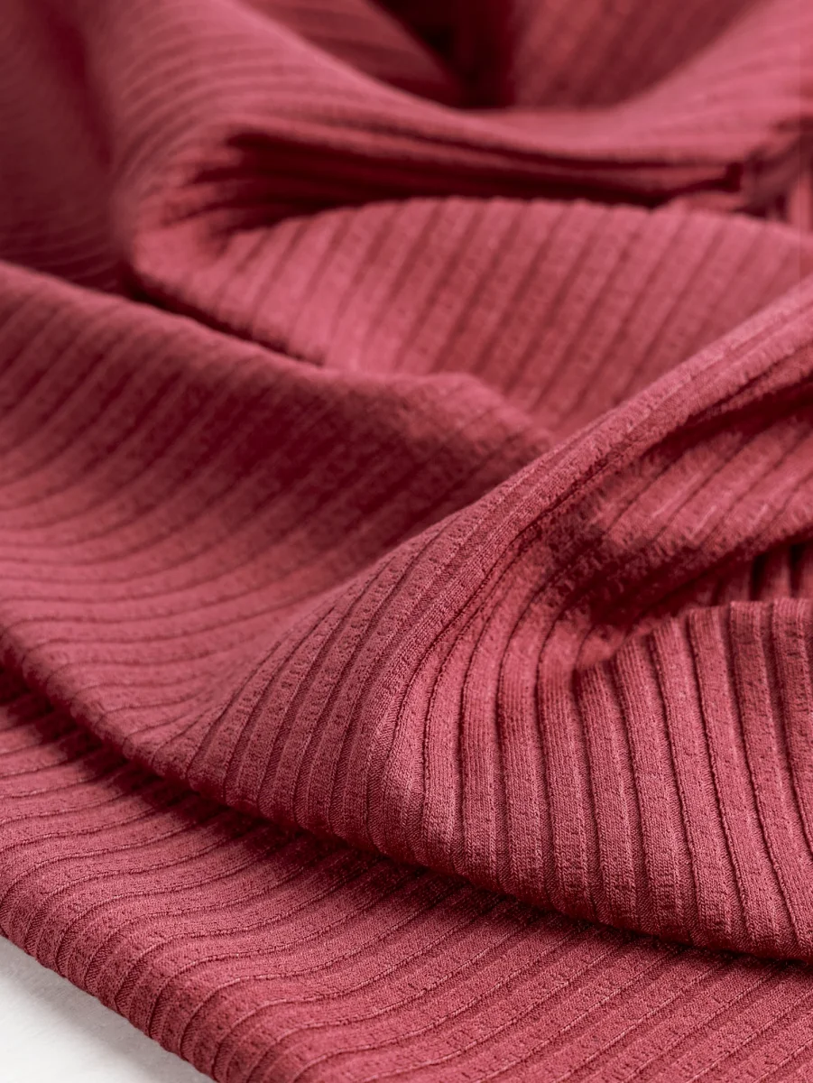 Wide Rib Viscose Knit - Earth Red – Image 2