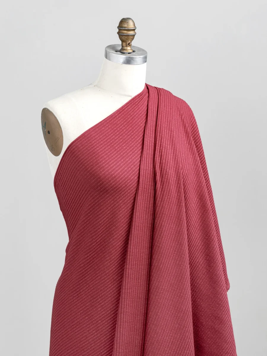 Wide Rib Viscose Knit - Earth Red - Swatch – Image 2