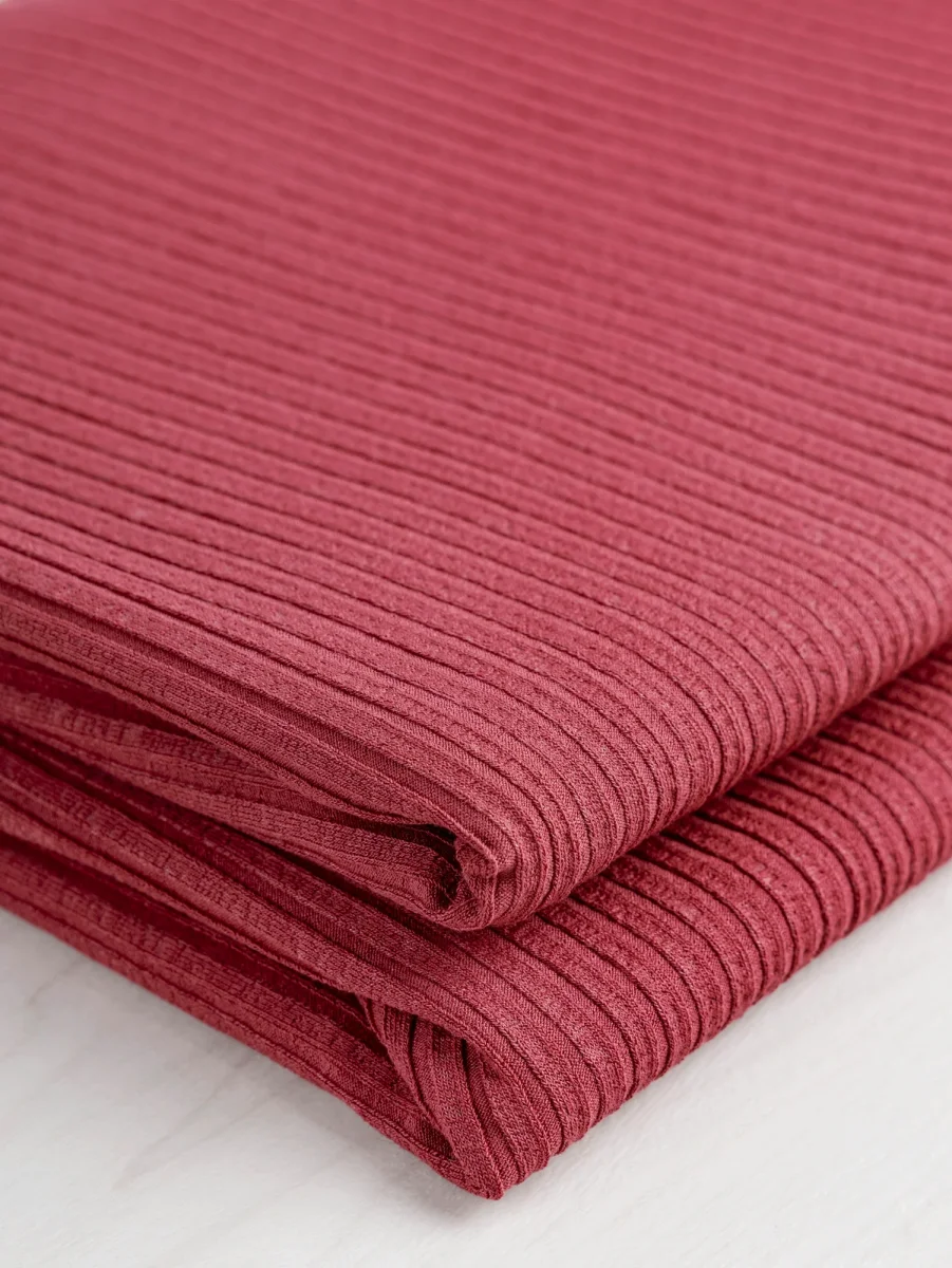 Wide Rib Viscose Knit - Earth Red – Image 4