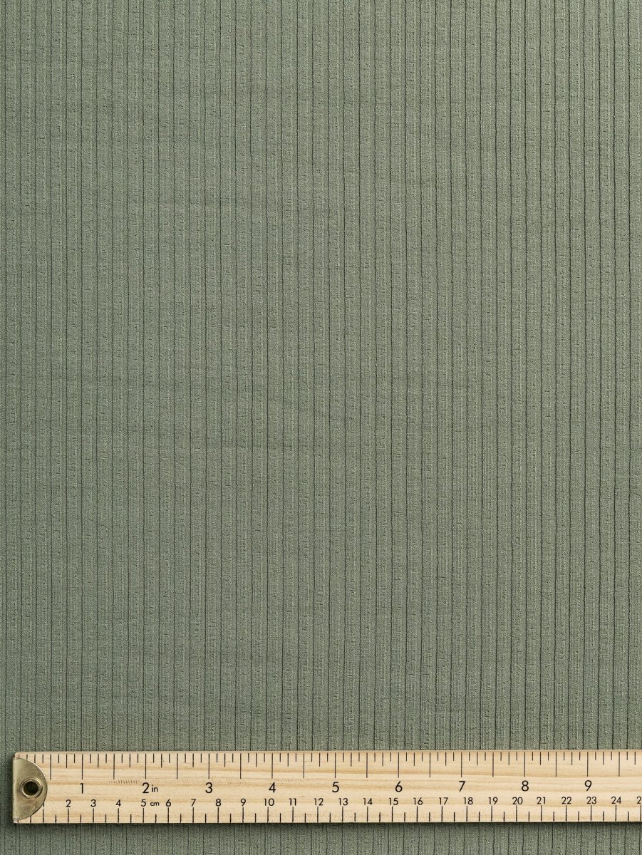 Wide Rib Viscose Knit - Sage - Swatch – Image 2