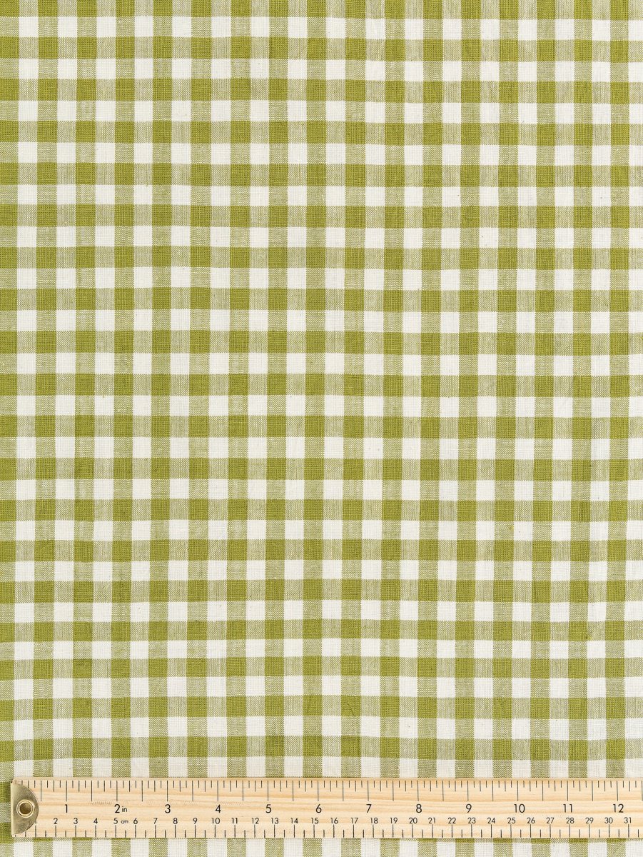 Yarn Dyed Handwoven Gingham Cotton - Pistachio + Cream – Image 4