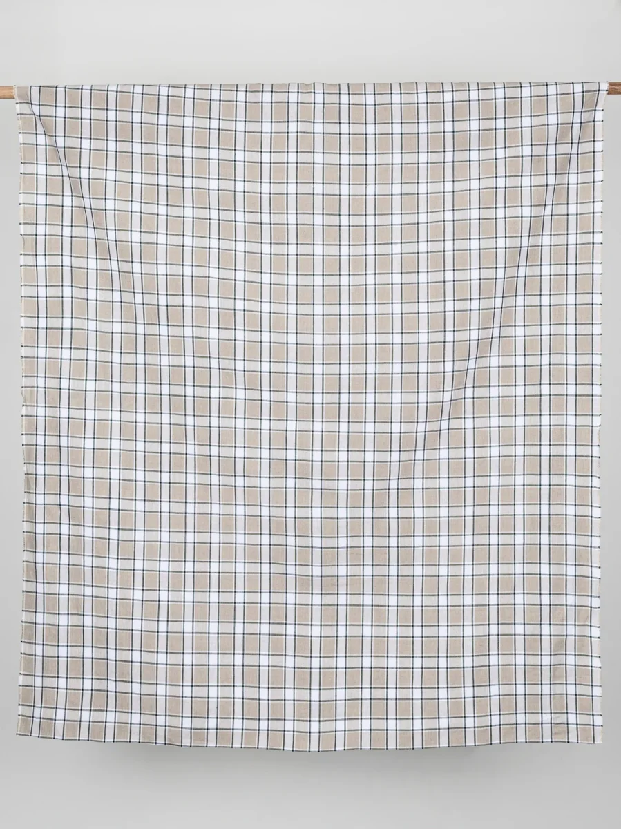Yarn Dyed Plaid Irish Linen Suiting Deadstock - Beige + Green + White – Image 3