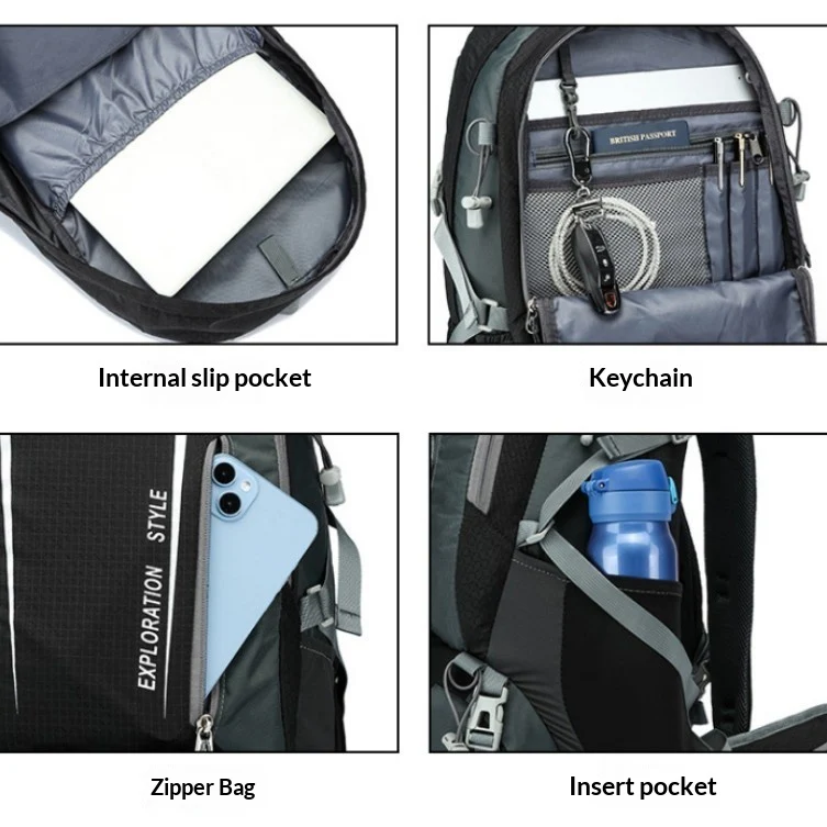 Sac à dos randonnée 45L imperméable avec housse pluie – Image 6