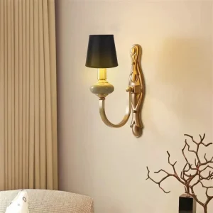 Abat Jour Chambre Simple et Noir en Tissu