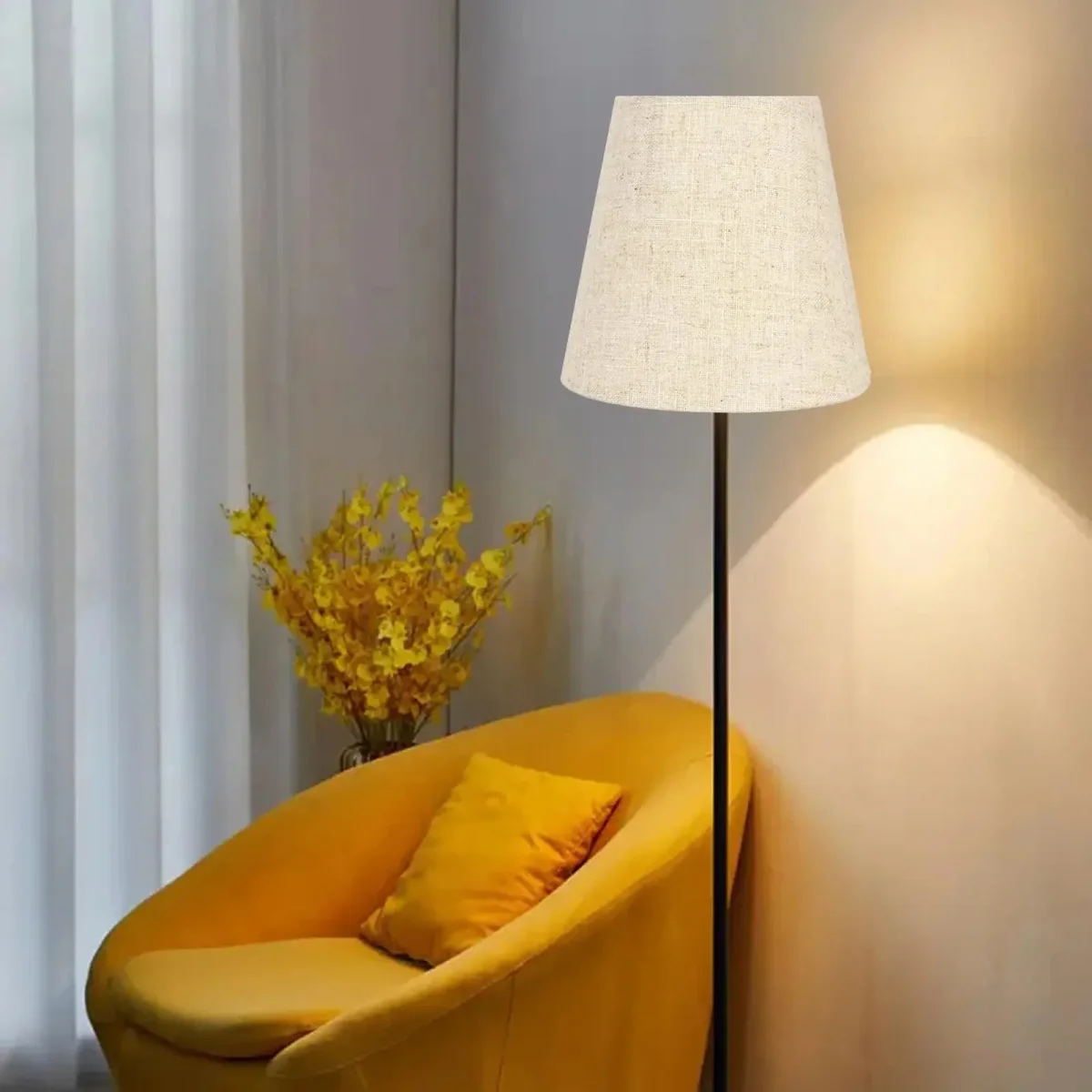 Abat Jour Lampadaire Simple et Moderne en Tissu et Fer – Image 2