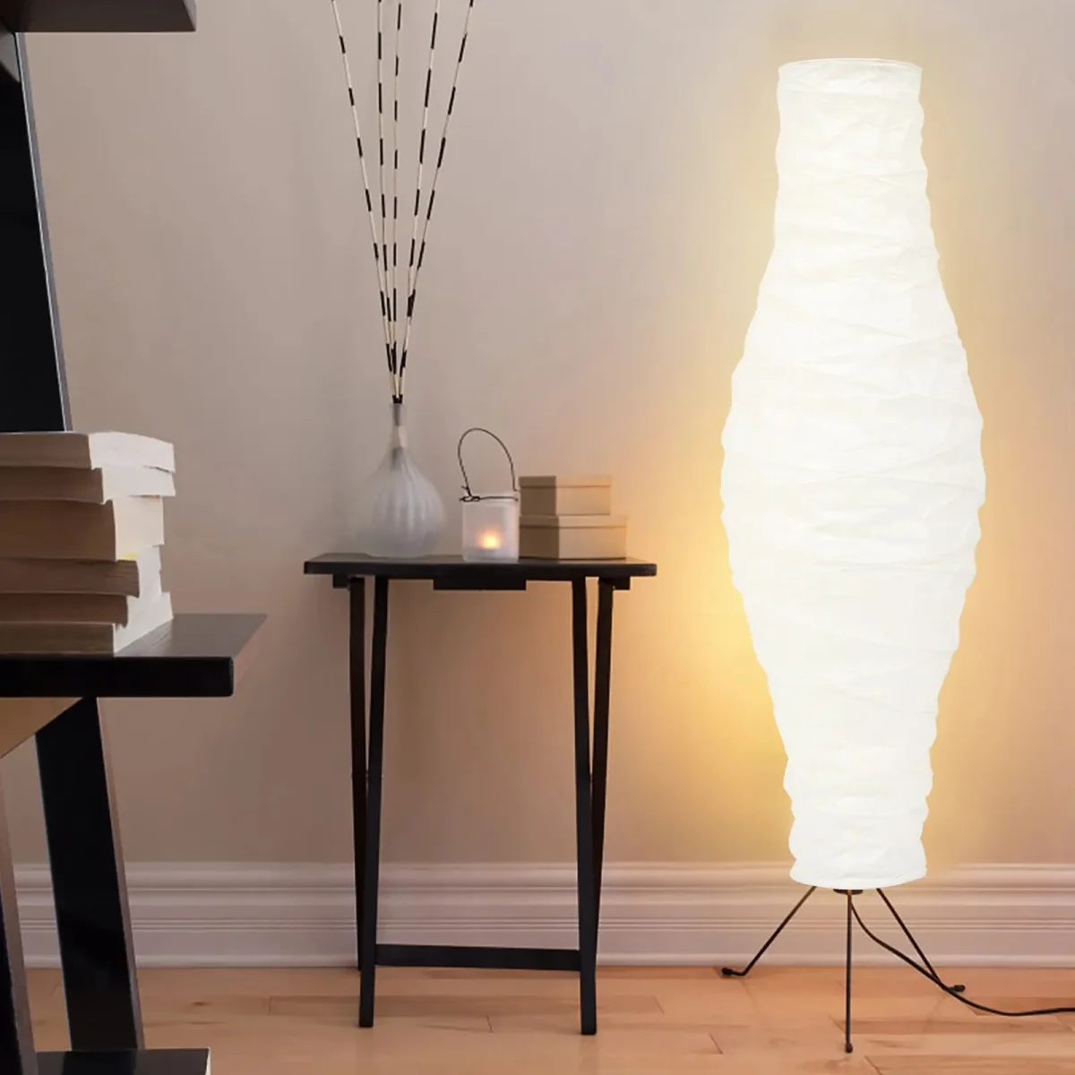 Abat Jour Lampadaire Vertical de Style Nordique en Papier – Image 3