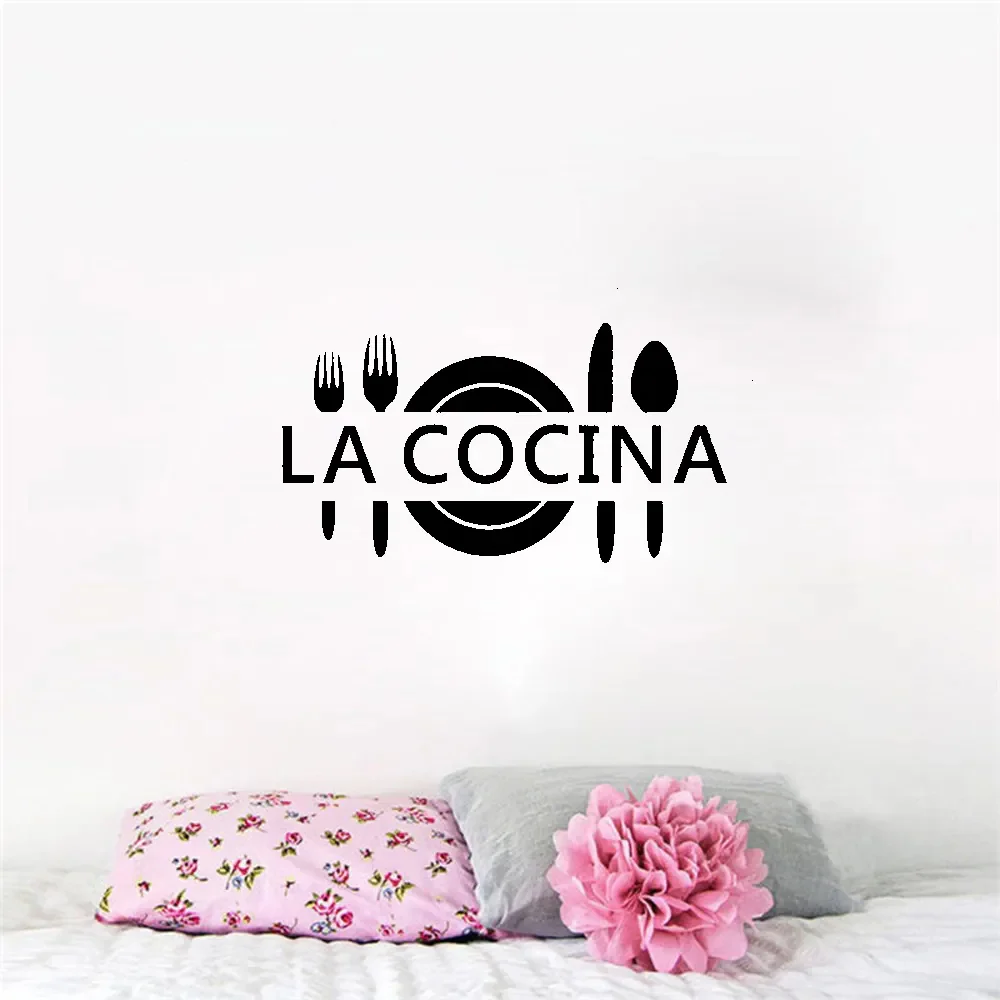 Adhésif Mural Noir en Vinyle avec Inscription La Cocina – Image 3
