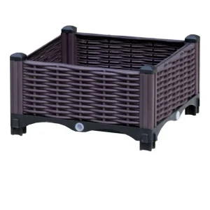 Bac à Fleur Rectangulaire avec Effet Rotin et Pieds