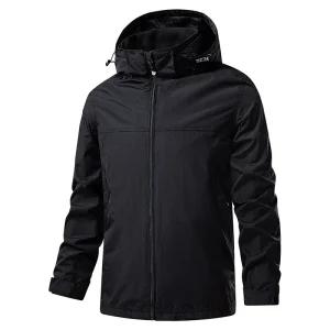 Veste imperméable randonnée homme, capuche et poches zippées
