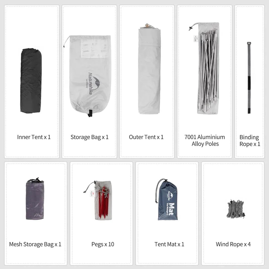 Tente 2 places légère double paroi 20D PU4000 avec 2 vestibules – Image 9