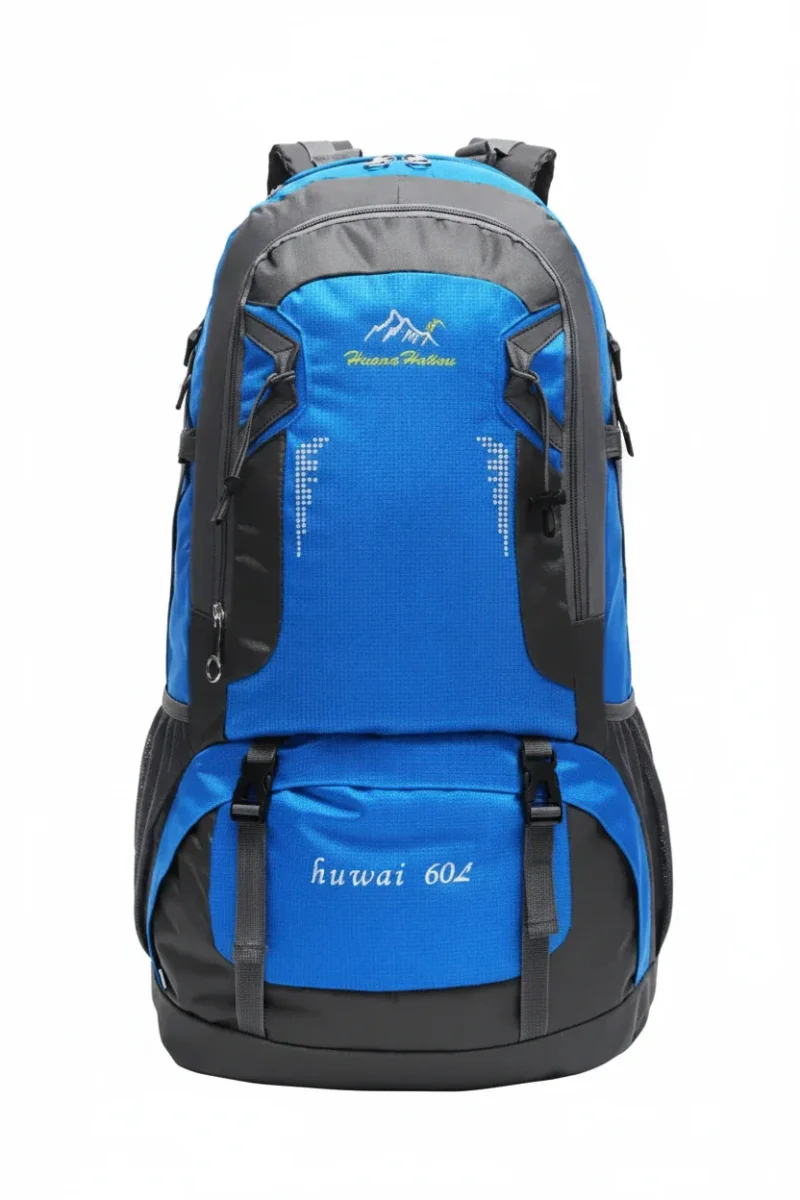 Sac à dos randonnée 60L nylon, dos aéré, ceinture ventrale – Image 6