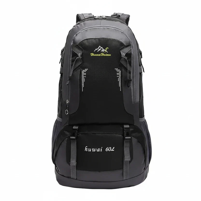 Sac à dos randonnée 60L nylon, dos aéré, ceinture ventrale – Image 5