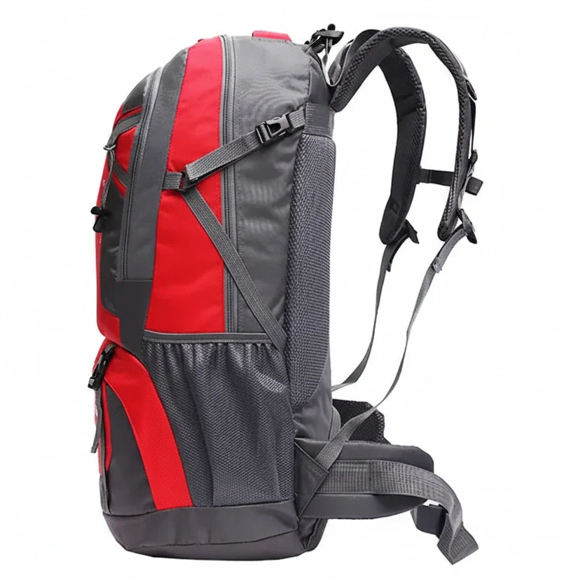 Sac à dos randonnée 60L nylon, dos aéré, ceinture ventrale – Image 3