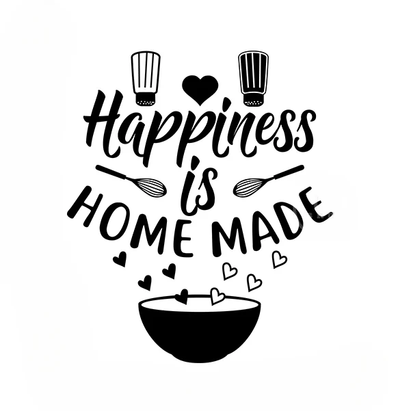 Sticker Cuisine avec des Cœurs un Bol et Inscription Happiness Is Home Made – Image 4