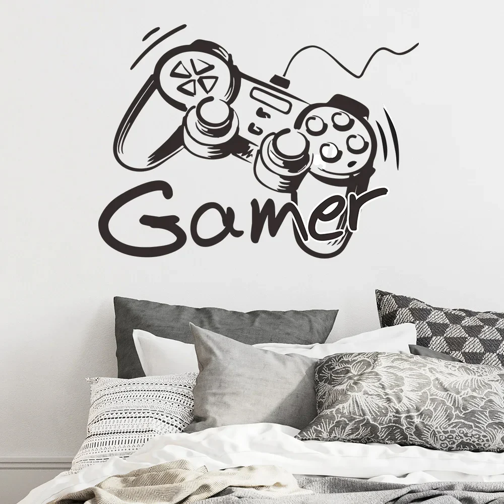 Sticker Mural Chambre en Forme de Manette avec Inscription Gamer – Image 2