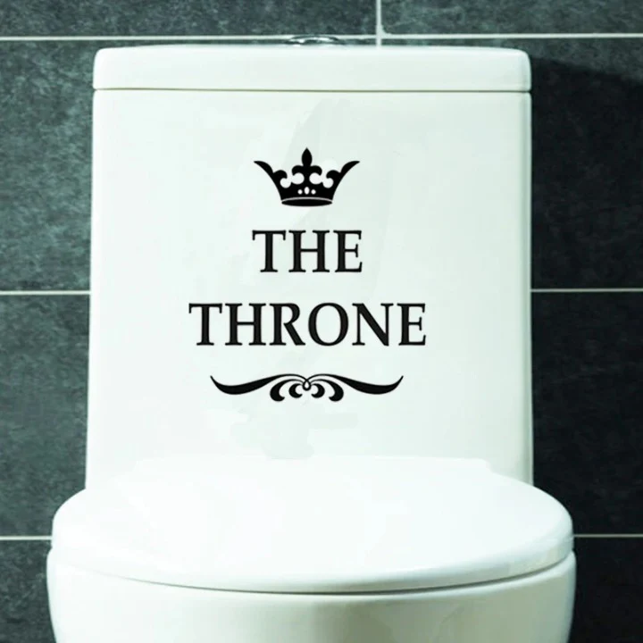 Sticker Mural Salle de Bain avec une Couronne et l'Inscription The Throne – Image 3