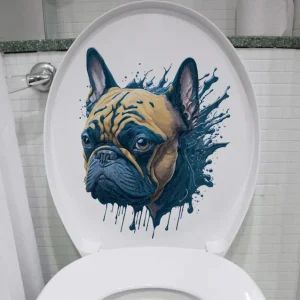 Sticker Mural Salle de Bain avec une Tête de Chien