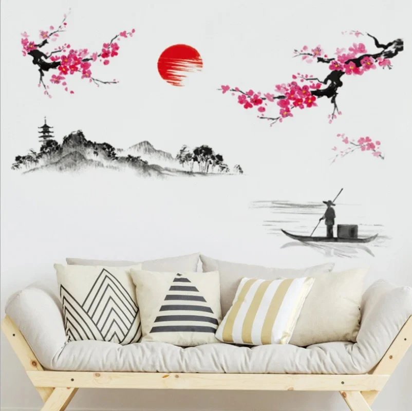 Sticker Mural Salon Lever de Soleil Style Japonais – Image 4
