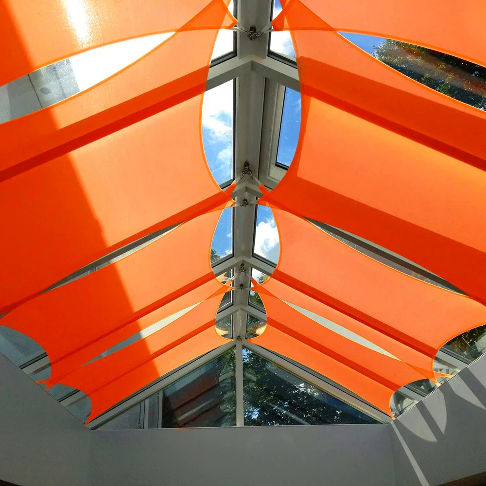 Voile d'Ombrage Rectangulaire Orange et Imperméable avec Anneaux – Image 3