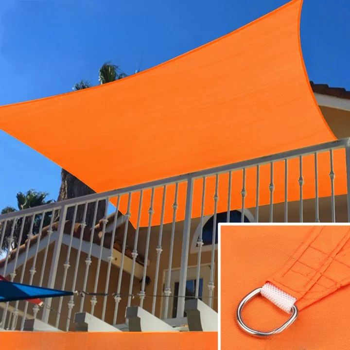 Voile d'Ombrage Rectangulaire Orange et Imperméable avec Anneaux
