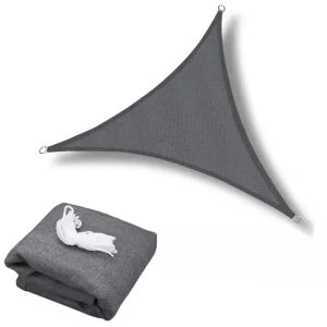 Voile d'Ombrage Triangulaire Gris en Tissu avec Anneaux